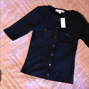 LOFT Black Button-Up Blouse